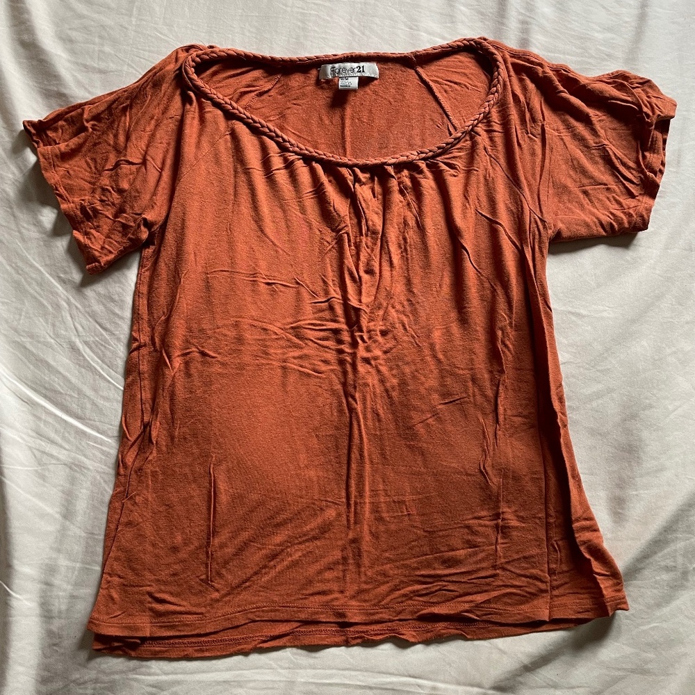 Braided Neckline Cold Shoulder Tunic Top